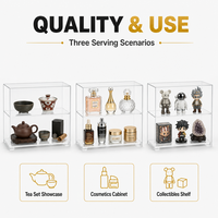 Vitrine de comptoir à 2 niveaux en acrylique transparent avec séparateur pour figurines et miniatures
