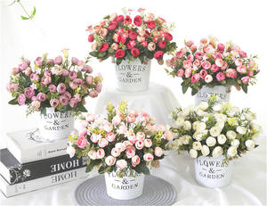 Moda pintura al óleo Retro simulación flores pequeño manojo decoración del hogar Camelia Bud Rose - Product Image 3