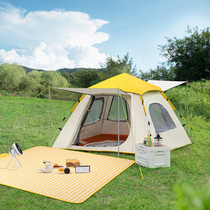 Tapis de pique-nique en tissu Oxford, rectangulaire, imperméable, antidérapant, couverture de camping en plein air, design à carreaux jaunes - Product Image 4