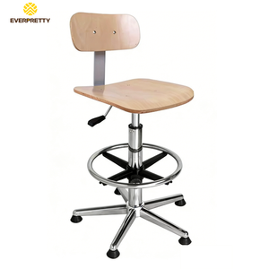 Tabouret de <span class=keywords><strong>laboratoire</strong></span> ergonomique réglable <span class=keywords><strong>en</strong></span> hauteur avec assise et dossier <span class=keywords><strong>en</strong></span> contreplaqué, piétement chromé, pour <span class=keywords><strong>laboratoire</strong></span> scolaire - Product Image 1