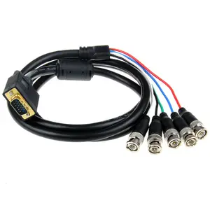 VGA erkek fişi 5 x BNC fiş kablosu, kalıplanmış tip konnektör, 28/30AWG