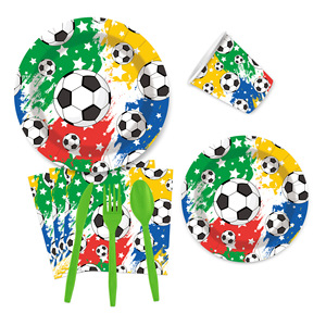 Fournitures de fête d'anniversaire sur le thème du football DAMAI, ensemble de vaisselle jetable, assiettes en papier, gobelets, serviettes, ensemble de vaisselle de football - Product Image 3