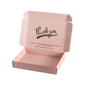 Китайский поставщик роскошный изготовленный на заказ гофрированный розовый цвет ювелирные изделия Подарочная упаковка доставка Почтовая бумажная коробка