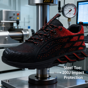 Chaussures de sécurité montantes en tricot pour hommes Chaussures de sécurité en tricot à bout en acier anti-écrasement Caractéristiques Chaussures de sécurité pour hommes - Product Image 4