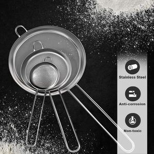 Kitchen Utensils Filters Set of 3 Fine Mesh Sieve Stainless Steel Strainers Dishwasher Safe Eco-Friendly - Product Image 2