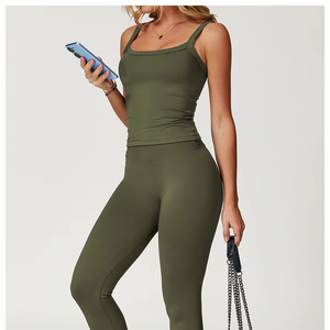 G Top Brushed Vest Fitness Wear Bra <strong>High</strong> Impact Supportive Sports <strong>Underwear</strong> Camisole Back Yoga Tank Top - Product Image 6