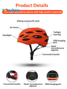 Casque TopOne avec signal lumineux professionnel Flash arrière course course Oem fabricant Cycle vélo casque de vélo avec signal - Product Image 4