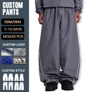 Pantalon de jogging ample YUCE personnalisé en nylon pour homme, pantalon de survêtement décontracté léger avec bande réfléchissante - Product Image 1