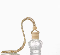 Diffuseur de parfum pour voiture, flacon vide en verre, flacon miniature suspendu avec couvercle en bois pour huiles essentielles