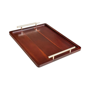 Acacia Wood <b>Tray</b> Brown With Handle Lacquered Finish Serving <b>Tray</b> For Bathroom <b>Storage</b> - Product Image 3