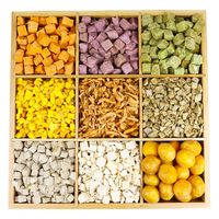 Friandises lyophilisées pour animaux de compagnie, directement de l'usine, cubes de jaune d'œuf, poulet, canard, foie de bœuf, pack d'essai nutritif pour chiens et chats