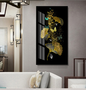 Home Decor Folha dourada Abstrato luxo moderno quadros imagem parede arte cristal porcelana casa decoração luxo - Product Image 4