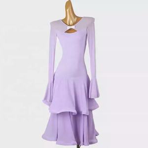 ชุดเต้นรำลาตินสมัยใหม่ ชุดฝึกซ้อม ชุดสอบศิลปะ กระโปรงหลายชั้น ผ้าไหม ผ้าฝ้าย ผู้หญิง Q394 - Product Image 2