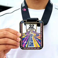 Médaille de sport en alliage de zinc 3D gravée, personnalisée, écologique, en métal doré, avec ruban, pour marathon, vente en gros à prix réduit