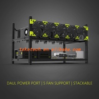 Châssis d'usine 6gpu 6 BAY en aluminium empilable, ordinateur en rack ouvert, boîtier de rig GPU V4C, rig 6 GPU VEDDHA, cadre 6 GPU