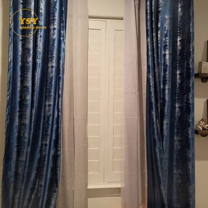 Tende Decorative in Tessuto <span class=keywords><strong>Blu</strong></span> e Rosso con Bronzatura Dorata, Drappeggi in <span class=keywords><strong>Velluto</strong></span> Jacquard - Product Image 2