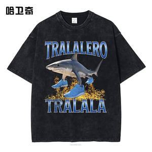 AI Bio <strong>War</strong> All-<strong>Star</strong> Tungtungtungsahur Stick <strong>Man</strong> Bomber Letter Pattern 100% Cotton Casual Washed Regular Fit 240g Short Sleeve - Product Image 6