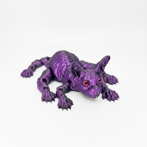 Juguete Articulado de Gato Impreso en 3D Personalizado, Figura de Gato Dragón Flexible Metálica Morada, Regalo Novedoso - Product Image 2