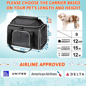 Transportín de mascotas de lados suaves aprobado por la aerolínea para gatos y perros pequeños Bolsa de transporte de mascotas expandible de alta calidad - Product Image 3
