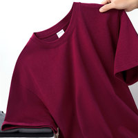 T-shirts Homme Oversize en Coton Lourd 100% Tricoté Uni, Grande Taille, Épais, Personnalisable