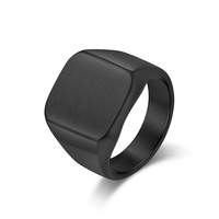 Bague en acier inoxydable plaqué or 18 carats pour homme, simple et élégante, noire, prix de gros