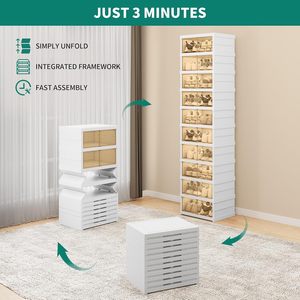 6-Tier Foldable Square PP Plastic Shoe Rack Organizer for Closet Shoe Shelf with Clear <b>Boxes</b> Stackable and Easy Assembly - Product Image 4