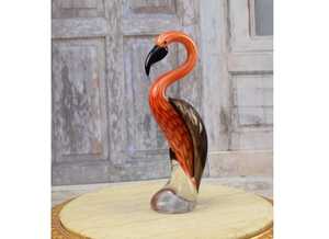 Figura de Flamenco de Vidrio Soplado a Mano, Naranja y Marrón, Decoración Artística de Animales, Artesanía Hecha a Mano - Product Image 2