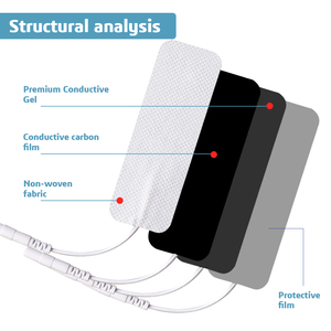 Électrodes TENS réutilisables non tissées 3x9cm avec prise 2mm, patchs adhésifs à forte viscosité pour soulagement ciblé <span class=keywords><strong>de</strong></span> la douleur - Product Image 6