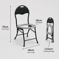 Chaise pliante compacte, design compact, 6 pièces par carton, cadre noir, soins aux personnes âgées, handicapées, patients