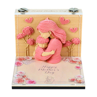 Cadeau Fête des Mères : Mini Bloc-Notes 3D en Papier Sculpté, Bloc de Notes en Forme de Cube, Cadeau d'Appréciation pour Maman, Art de la Sculpture sur Papier avec Boîte Cadeau