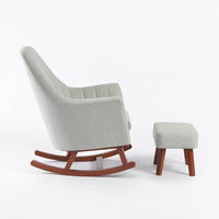 Fauteuil à bascule moderne en tissu TEFFUL avec structure en bois massif gris - Pour bébés et enfants, chambre d'hôtel et salon