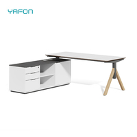Panneau en bois moderne de luxe en forme de L Mobilier de bureau Bureau de direction Table de bureau
