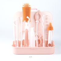 Brosse de nettoyage multifonctionnelle de marquage laser pour le nettoyage des biberons de bébé Brosse à capuchon Paille Mamelon Ensemble de brosses à biberon en silicone
