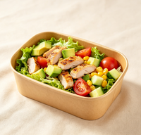 Boîte alimentaire jetable carrée en papier kraft imperméable, résistante aux UV, pour les repas à emporter, les réunions de famille, les fêtes et l'utilisation en salle de sport