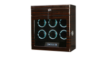 Boîte de rangement pour montres à remontage automatique à 6 emplacements avec porte en verre, remontoir intelligent à écran tactile LCD et déverrouillage par empreinte digitale 8816