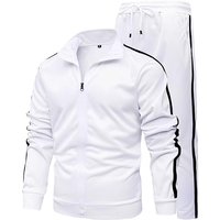 Ensemble de survêtement pour homme, style sportif, veste et pantalon en polyester respirant avec poches latérales, idéal pour le printemps