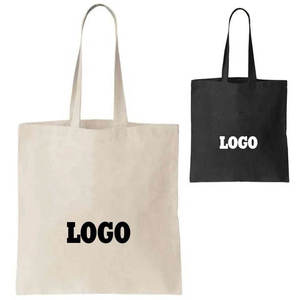 Bolsa de compras de lona de algodón reciclado ecológica con logotipo personalizado impreso, bolso de mano para mujer con asa de cuerda. - Product Image 2
