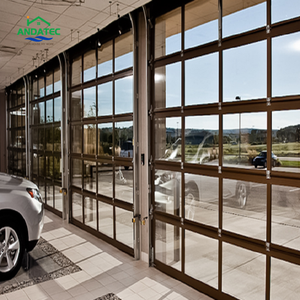 Porte de <span class=keywords><strong>garage</strong></span> sectionnelle commerciale automatique électrique à roulement extérieur en alliage d'aluminium à vue panoramique double vitrage - Product Image 1
