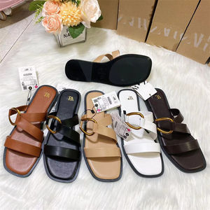 Sandales Plates en Cuir Tendance 2026 pour Femme, Chaussons d'Été de Plage, Mules pour Dames, <span class=keywords><strong>Babouches</strong></span> d'Extérieur pour Femmes - Product Image 2