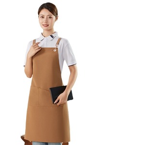 ผ้ากันเปื้อนแบบสายไขว้กันน้ำ สีเหลือง ทำจากผ้าโพลีเอสเตอร์แคนวาส สำหรับงานด้านอาหารและเครื่องดื่ม สามารถปรับแต่งการพิมพ์โลโก้ได้ - Product Image 4