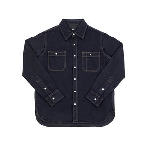 XUCHANG高品質インディゴ12オンス洗濯なしノンストレッチ100% コーマコットン生日本セルベッジデニムシャツ - Product Image 1