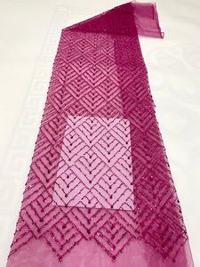 Hot bán Lưới Ngọc Trai bong bóng thêu sequin tại chỗ của phụ nữ váy áo sơ mi túi ngọc trai thêu vải tissu brode de Perles - Product Image 4