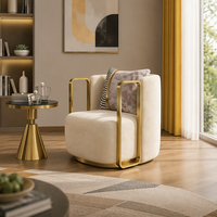 Moderner Luxus Goldener Metallrahmen Kugelsessel Akzent-Sofa Drehbarer Sessel Wohnzimmer Schlafzimmer Esszimmer Möbel Hochwertiger Stoff