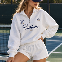 Ensemble sweat-shirt et short surdimensionné pour femme, broderie rétro, logo personnalisable, ensemble deux pièces American Athletic