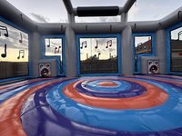 Promotion : Château Gonflable Interactif Disco pour Adultes, Thème Boombox Rétro, pour Fêtes