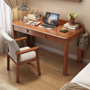 Solid Wood Computer <b>Desk</b> Rubber Wood With Drawer For Home Office Bedroom <b>Study</b> Furniture - Product Image 3