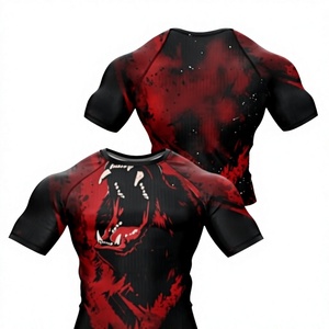 Camiseta Deportiva de Compresión de Manga Corta para Hombre, Diseño de Dragón Rojo y Negro, Secado Rápido, para Adultos, MMA, BJJ, Grappling - Product Image 1