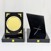 Boîte en bois MDF noir en gros avec plaque de sublimation or/argent, plaque de certificat, récompenses, plaque en bois personnalisée MH-T360