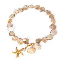 Collar con Colgante de Perla y Estrella de Mar en Acero Inoxidable Chapado en Oro de 18K para Mujer, Joyería Personalizada, Venta al Por Mayor ChuYao