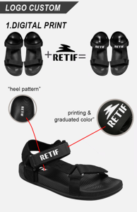 Suela en relieve PU zapatilla de moda punta abierta patrón en relieve diseño de hebilla mágica antideslizante transpirable estilo de moda suelas blandas - Product Image 2